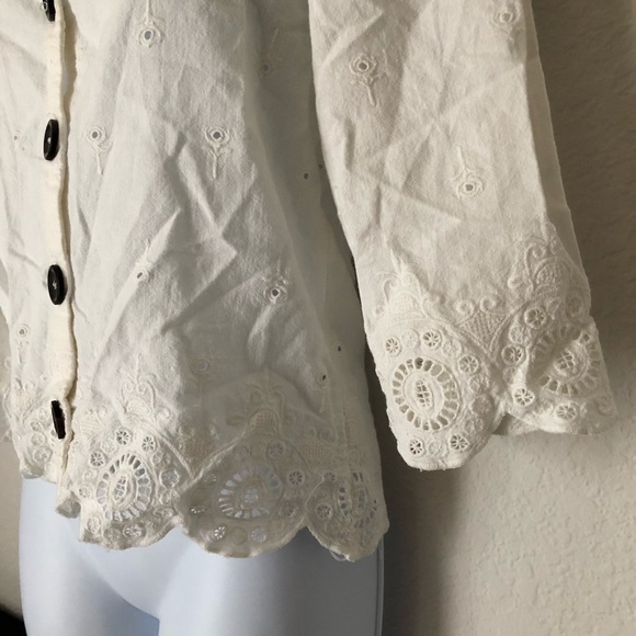 Zara Square Neck Puff Sleeve Embroidered Blouse XS - Picture 3 of 4